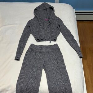 Edikted Gray Cable Knit Sweater Set
